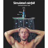 Cefito 9'' Rain Shower Head Set Handheld Round High Pressure Black - Side View