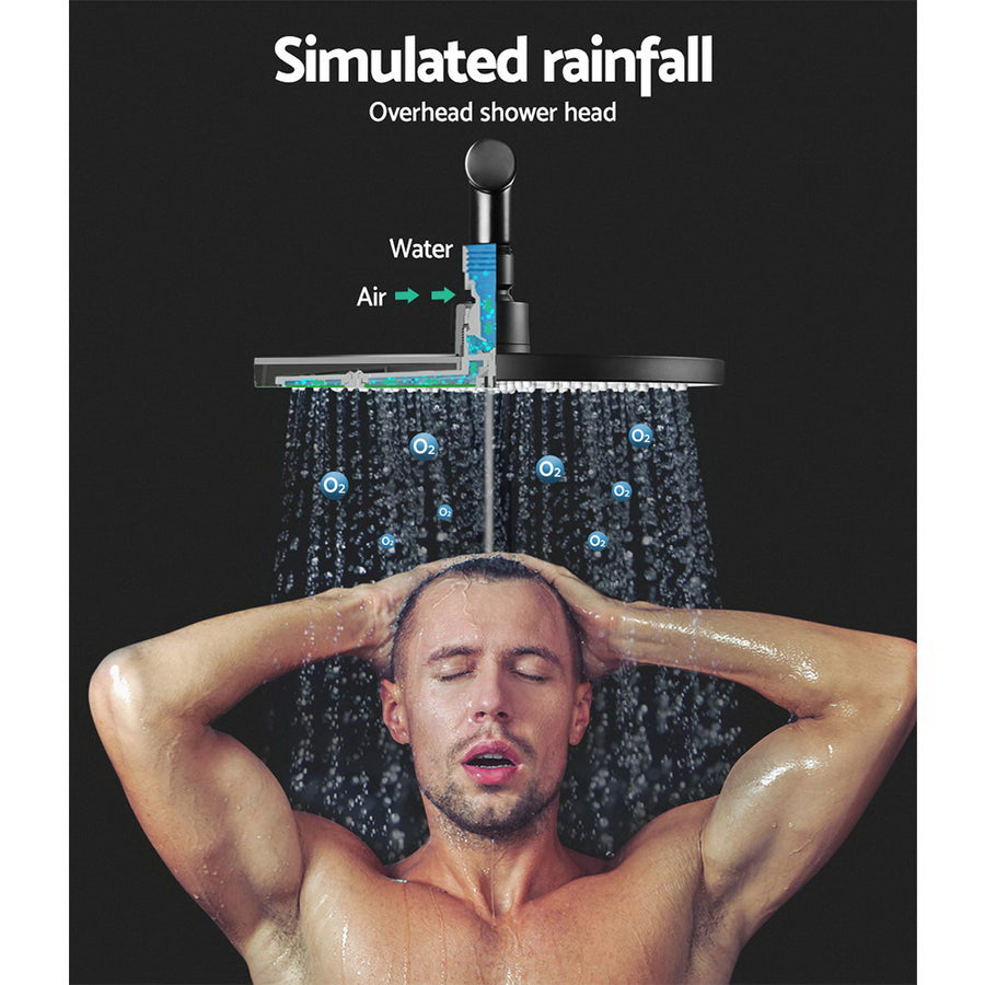 Cefito 9'' Rain Shower Head Set Handheld Round High Pressure Black, image 3