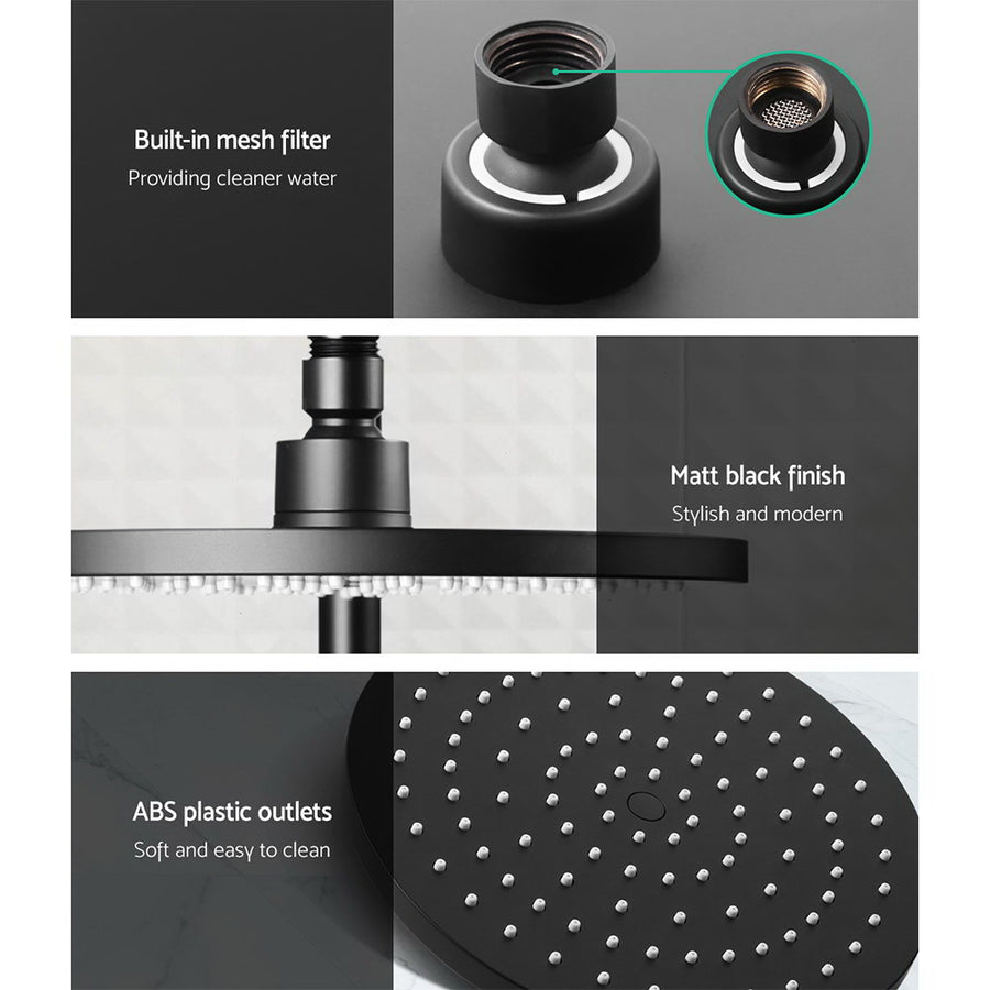 Cefito 9'' Rain Shower Head Set Handheld Round High Pressure Black, image 4