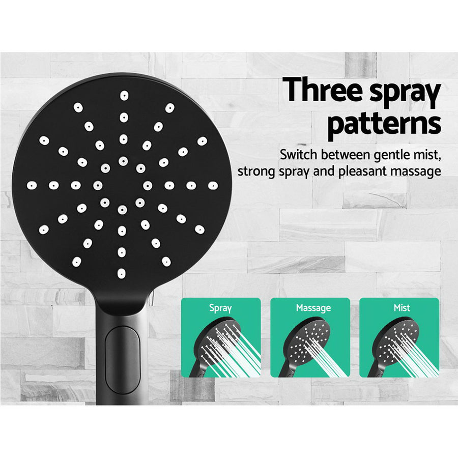 Cefito 9'' Rain Shower Head Set Handheld Round High Pressure Black, image 5