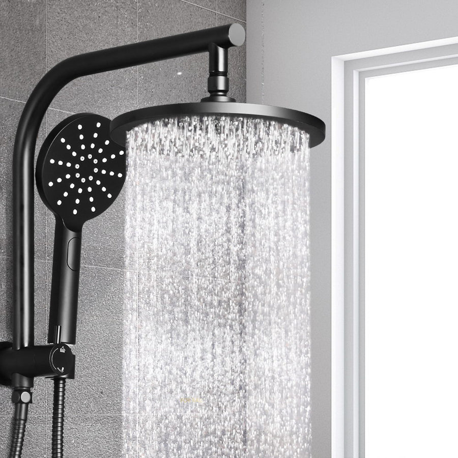 Cefito 9'' Rain Shower Head Set Handheld Round High Pressure Black, image 8