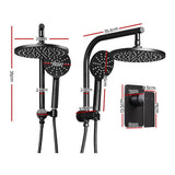 Cefito 9'' Rain Shower Head Set Handheld Round High Pressure Mixer Tap Black - Front View