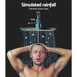 Cefito 9'' Rain Shower Head Set Handheld Round High Pressure Mixer Tap Black - Side View