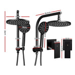 Cefito 9'' Rain Shower Head Set Handheld Round High Pressure Twins Tap Black, image 2