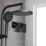 Cefito 9'' Rain Shower Head Set Handheld Round High Pressure Twins Tap Black - Low Angle