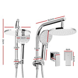 Cefito 9'' Rain Shower Head Set Handheld Round High Pressure Twins Tap Chome - Front View