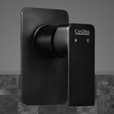 Cefito Shower Mixer Tap Wall Bath Taps Brass Hot Cold Basin Bathroom Black - Low Angle