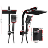 Cefito 8'' Rain Shower Head Set Handheld Square High Pressure Mixer Tap Black - Front View