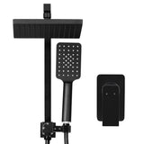 Cefito 8'' Rain Shower Head Set Handheld Square High Pressure Mixer Tap Black - Side View
