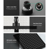 Cefito 8'' Rain Shower Head Set Handheld Square High Pressure Mixer Tap Black - Top-Down View