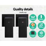Cefito 8'' Rain Shower Head Set Handheld Square High Pressure Twins Tap Black - Close-Up Angle