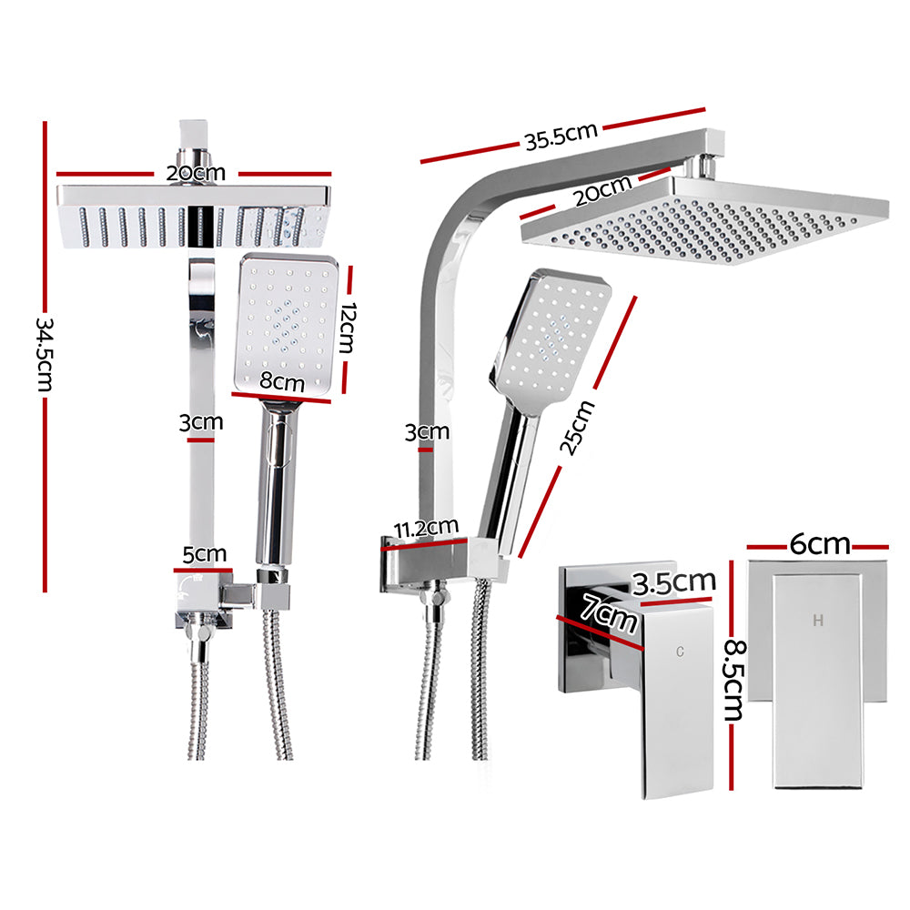 Cefito 8'' Rain Shower Head Set Handheld Square High Pressure wins Tap?Chrome