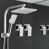 Cefito 8'' Rain Shower Head Set Handheld Square High Pressure wins Tap?Chrome