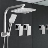 Cefito 8'' Rain Shower Head Set Handheld Square High Pressure wins Tap?Chrome - Low Angle