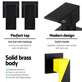 Cefito Shower Twins Tap Wall Bath Taps Brass Hot Cold Basin Bathroom Black - Top-Down View