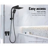 Cefito Shower Twins Tap Wall Bath Taps Brass Hot Cold Basin Bathroom Black - Close-Up Angle