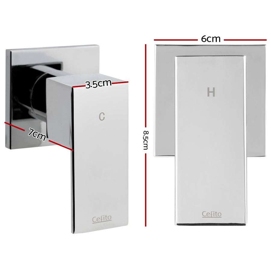 Cefito Shower Twins Tap Wall Bath Taps Brass Hot Cold Basin Bathroom Chrome, image 2