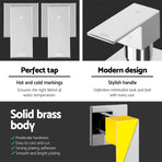 Cefito Shower Twins Tap Wall Bath Taps Brass Hot Cold Basin Bathroom Chrome, image 4