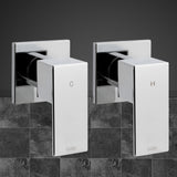 Cefito Shower Twins Tap Wall Bath Taps Brass Hot Cold Basin Bathroom Chrome - Low Angle