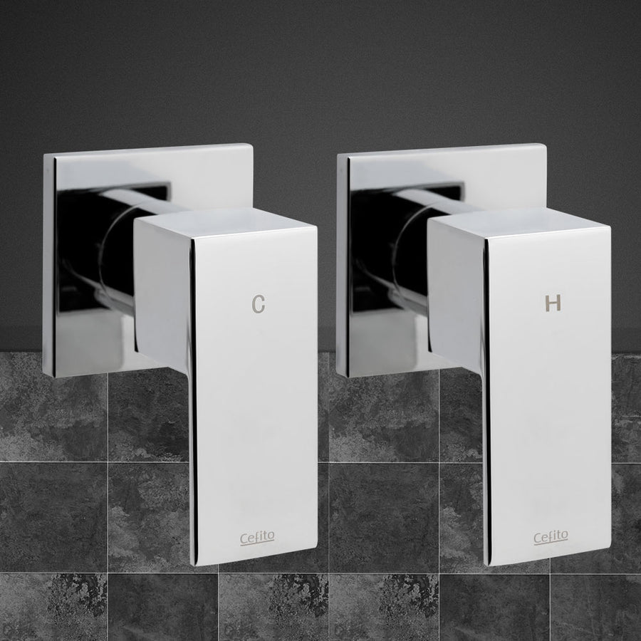 Cefito Shower Twins Tap Wall Bath Taps Brass Hot Cold Basin Bathroom Chrome, image 8