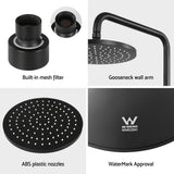 9'' Rain Shower Head Overhead High-pressure Swivel Black - 45-Degree Angle