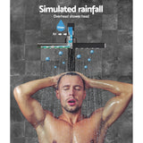 Cefito 8'' Rain Shower Head Wall Arm Square High Pressure Mixer Tap Black - Top-Down View