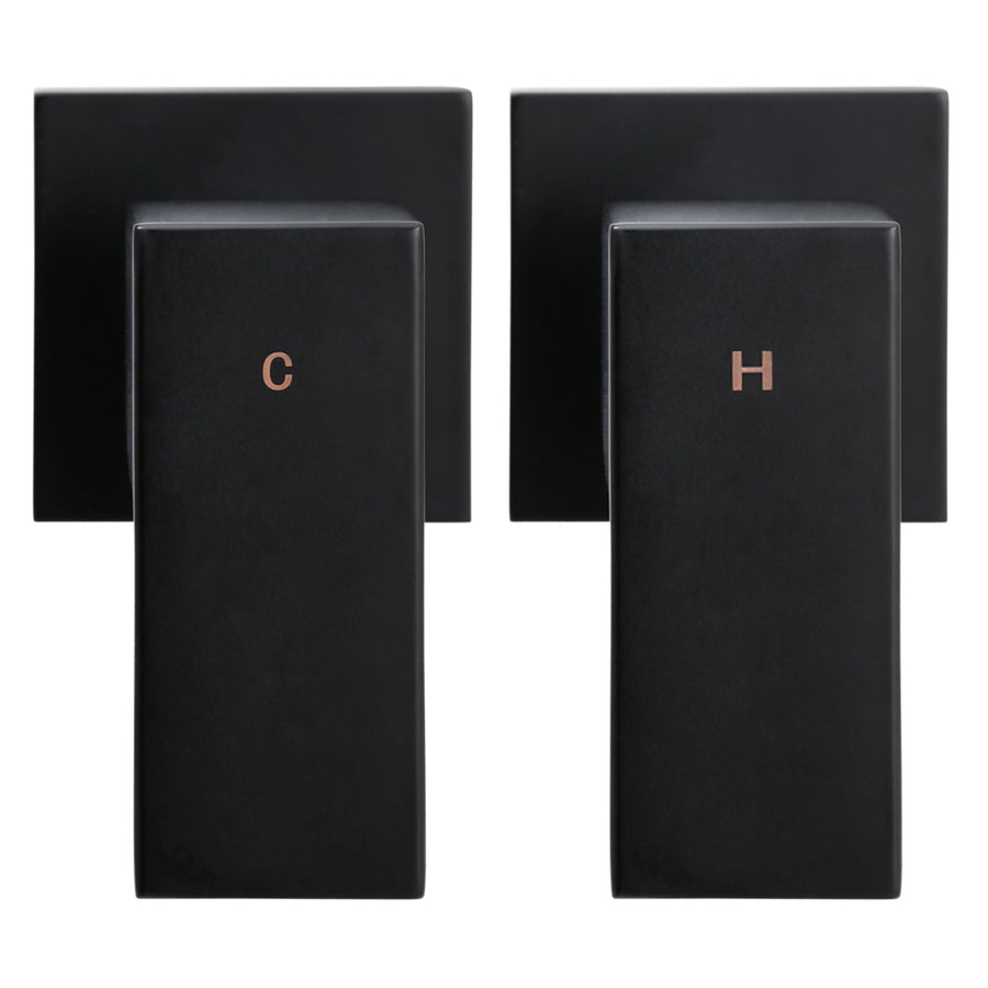 Cefito 8'' Rain Shower Head Wall Arm Square High Pressure Twins Tap Black, image 3