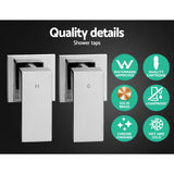 Cefito 8'' Rain Shower Head Wall Arm Square High Pressure Twins Tap Chrome - Rear View