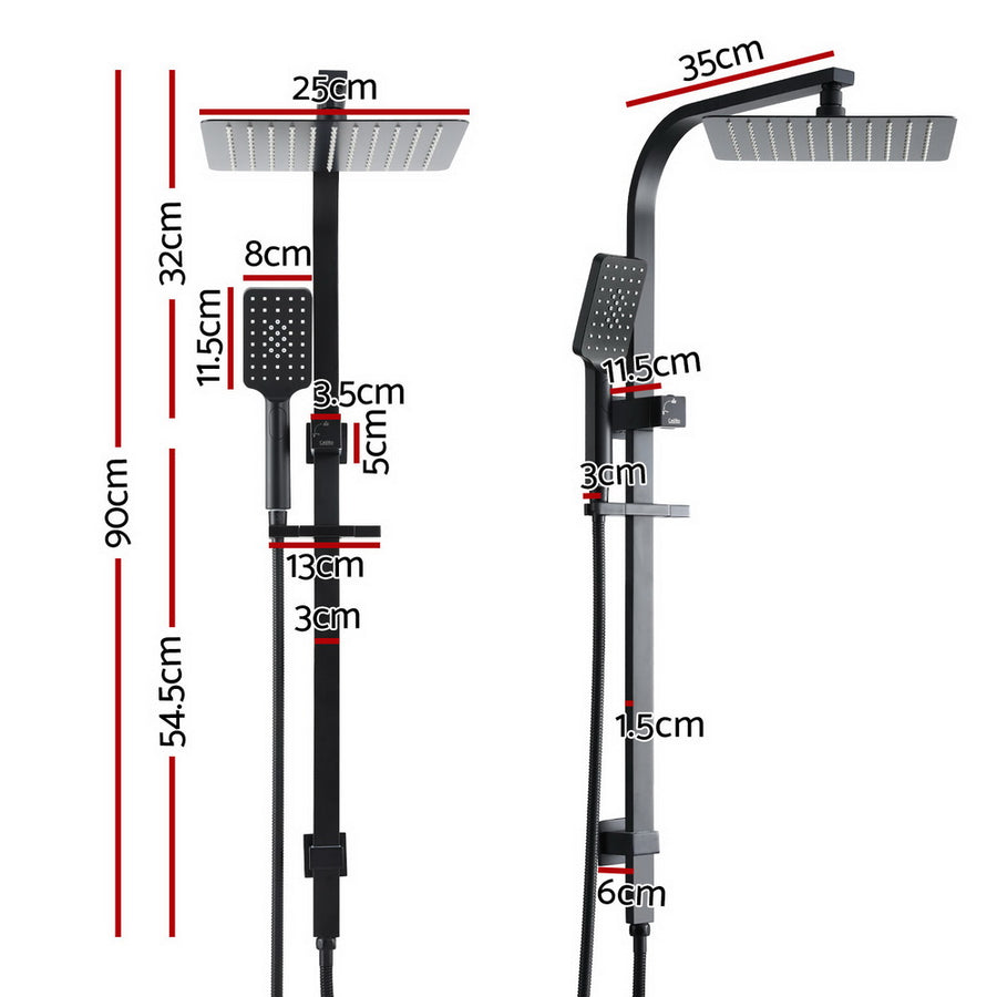 10'' Rain Shower Head Set Handheld Square High Pressure Black, image 2