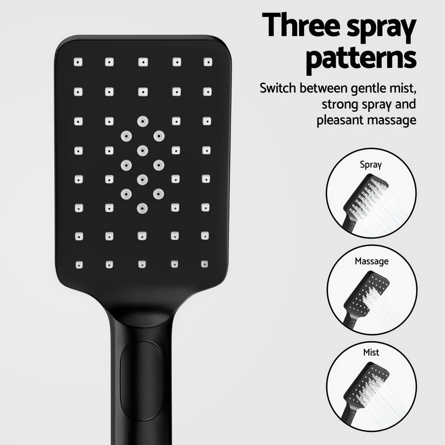 10'' Rain Shower Head Set Handheld Square High Pressure Black, image 5