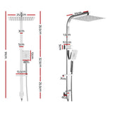 Cefito 10'' Rain Shower Head Set Handheld Square High Pressure Chrome - Front View