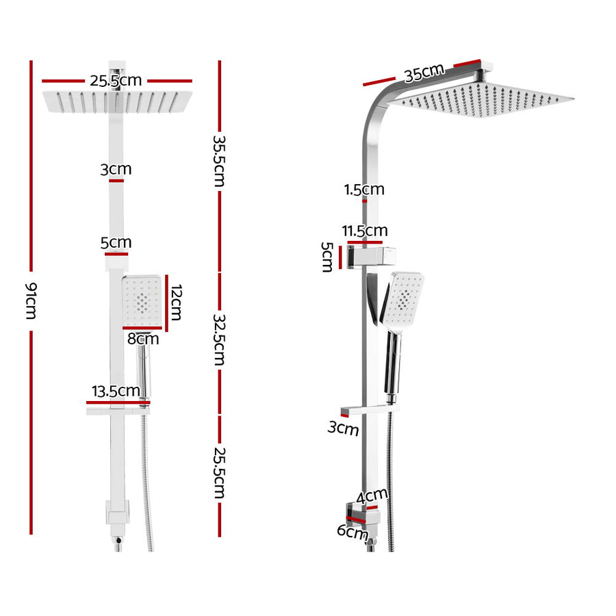 Cefito 10'' Rain Shower Head Set Handheld Square High Pressure Chrome, image 2