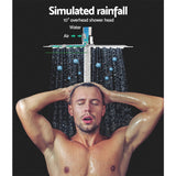 Cefito 10'' Rain Shower Head Set Handheld Square High Pressure Chrome - Side View