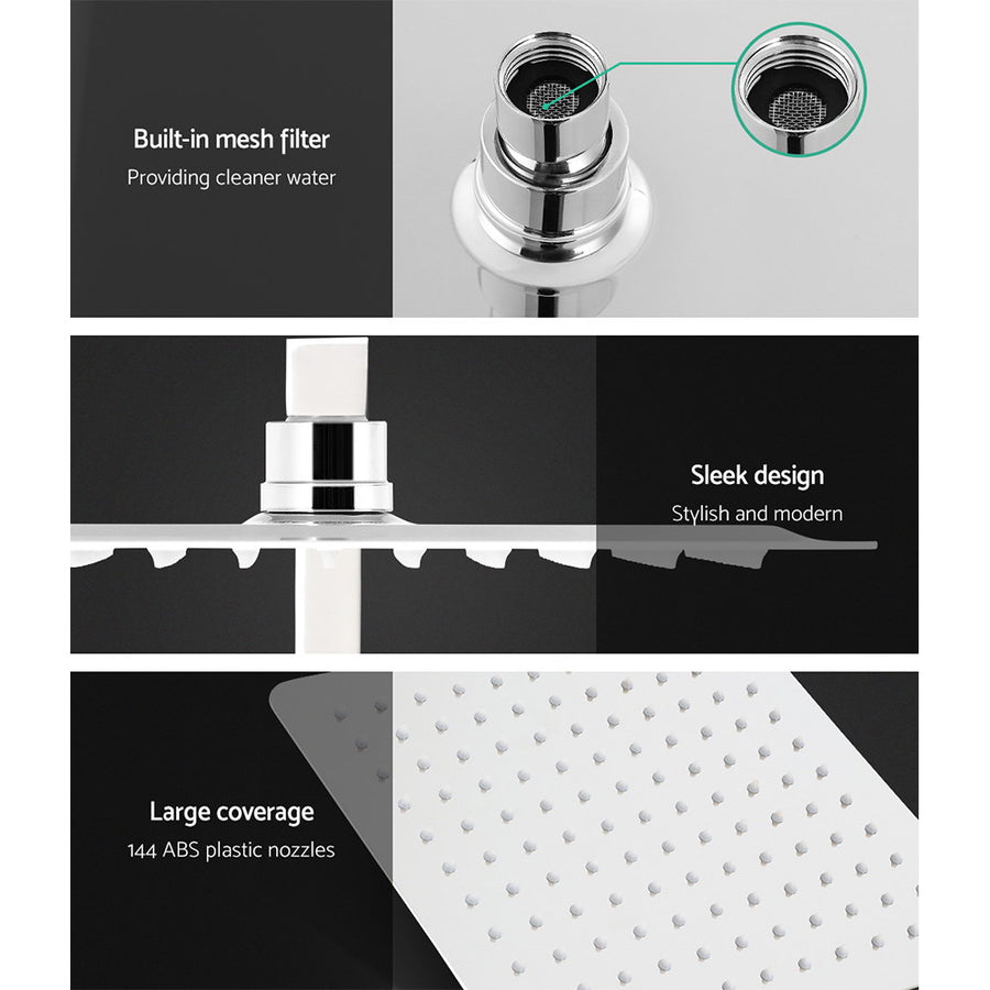 Cefito 10'' Rain Shower Head Set Handheld Square High Pressure Chrome, image 4