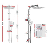 Cefito 10'' Rain Shower Head Set Handheld Square High Pressure Mixer Tap Chrome - Front View