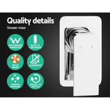 Cefito 10'' Rain Shower Head Set Handheld Square High Pressure Mixer Tap Chrome - Close-Up Angle