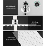 Cefito 10'' Rain Shower Head Set Handheld Square High Pressure Twins Tap Chrome - Top-Down View