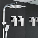 Cefito 10'' Rain Shower Head Set Handheld Square High Pressure Twins Tap Chrome - Low Angle