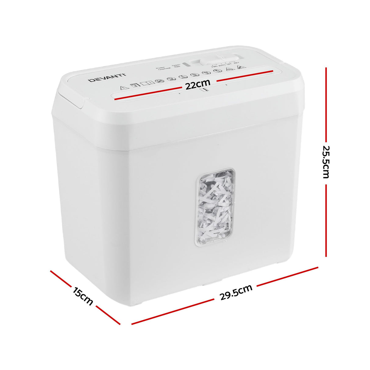 DEVANTI 8L Small Tabletop Paper Shredder 4 Sheet P4 Cross Cut Home Office