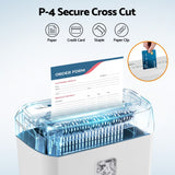 DEVANTI 8L Small Tabletop Paper Shredder 4 Sheet P4 Cross Cut Home Office - 45-Degree Angle