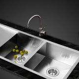 Cefito Kitchen Sink 111X45CM Stainless Steel Basin Double Bowl Silver - Low Angle