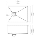 Cefito Kitchen Sink 45X39CM Stainless Steel Basin Single Bowl Silver