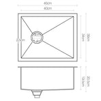 Cefito Kitchen Sink 45X39CM Stainless Steel Basin Single Bowl Silver, image 2