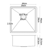 Cefito Kitchen Sink 44X44CM Stainless Steel Basin Single Bowl Silver - Front View