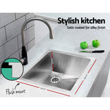 Cefito Kitchen Sink 44X44CM Stainless Steel Basin Single Bowl Silver - Top-Down View