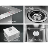 Cefito Kitchen Sink 44X44CM Stainless Steel Basin Single Bowl Silver - Close-Up Angle