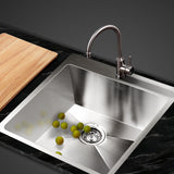 Cefito Kitchen Sink 53X50CM Stainless Steel Basin Single Bowl Silver - Low Angle