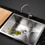 Cefito Kitchen Sink 60X45CM Stainless Steel Basin Single Bowl Silver - Low Angle