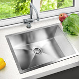 Cefito Kitchen Sink 60X45CM Stainless Steel Basin Single Bowl Silver - Close-Up Angle