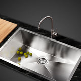 Cefito Kitchen Sink 70X45CM Stainless Steel Basin Single Bowl Silver - Low Angle